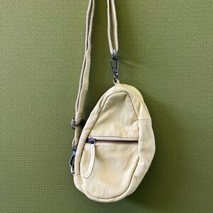 *SOLD* Free People Coffee Date Mini Crossbody Bag - yellow leather